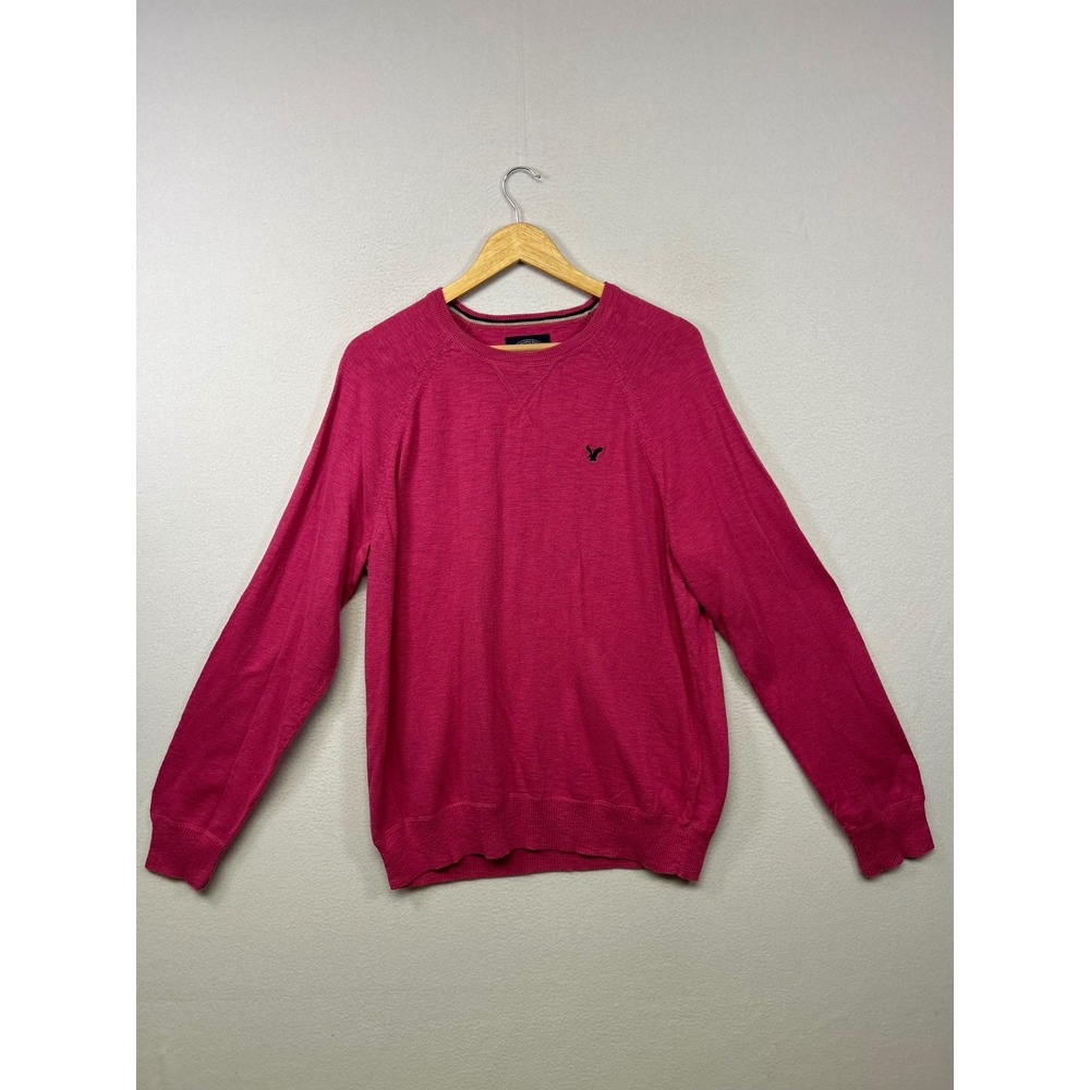 Preppy American Eagle‎ Mens Large Pink Athletic Fit Cotton Crewneck Sweater